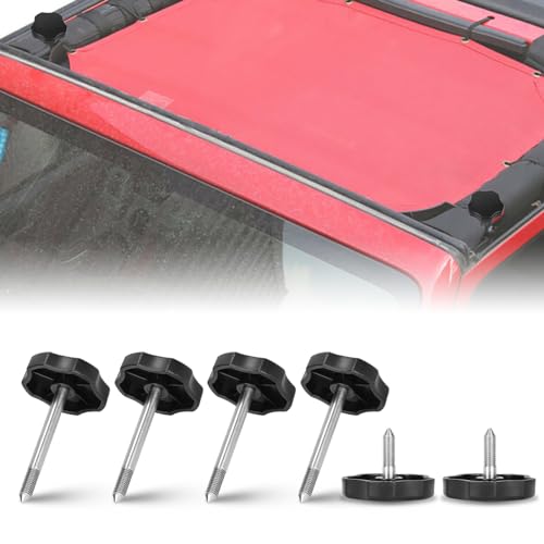 Soft Top Window Frame Door Surround Knobs Kit Compatible with for 2007-2018 Jeep Wrangler JK 4-Door Soft Top Door Frame Knob Screws (2 Short + 4 Long) - size: Long 4 PCS+Short 2 PCS