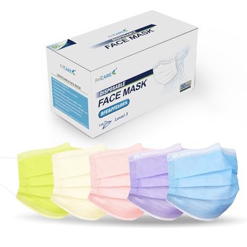 FriCARE Disposable Face Masks, 3-Ply ASTM Level 3 Medical Grade, FSA/HSA Eligible, Breathable & Comfortable for Allergy/Sun Protection, 50 Pack Galaxy Candy - color: Galaxy Candy