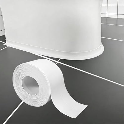 Caulk Tape, 1 Roll White Caulk Tape Waterproof Self Adhesive, Caulking Sealant Tape for Kitchen, Countertop, Bathroom, Sink, Shower, Bathtub, Toilet Edge Protectorwith Sealing Tool(1.5" x 10.5Ft)