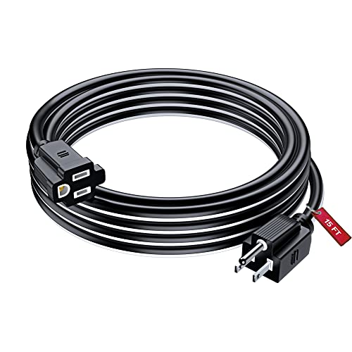 Maximm 15 Ft Black and White Extension Cord, Heavy Duty 16 AWG, ETL Listed for Workshop & Outdoor Use - color: Black and White, size: 15 Feet