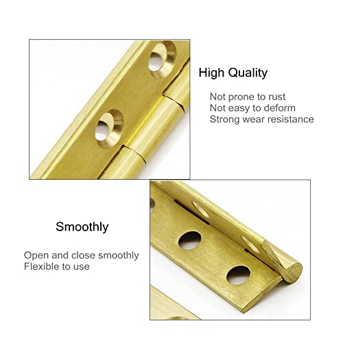 10 Pieces Mini Solid Brass Hinges,Cabinet Drawer Butt Hinges with Screws for Jewelry Chest, Wood Box,Handmade Crafts (1.5 Inch)