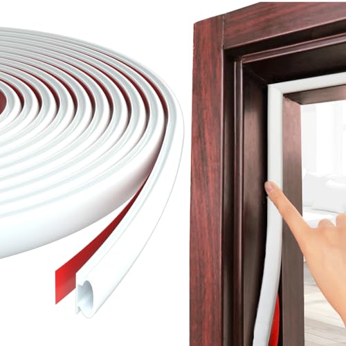 ESUFEIR 26Feet Door Weather Stripping Door Seal Strip,Self-Adhesive Rubber Door Insulation Weather Strip for Windows and Doors Soundproofing,Weatherstripping for Doors Frame Gap Blocker(White) - color: White, size: 26feet