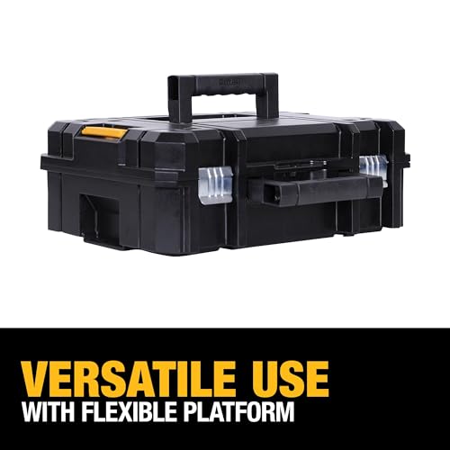 DEWALT TSTAK II Tool Box, Flat Top Tool Storage Case, Organizer Box Holds Up To 66 lbs, Flexible Platforms for Stacking, 13 Inch (DWST17807) (Pack of 4) - size: 1 Count (Pack of 4)