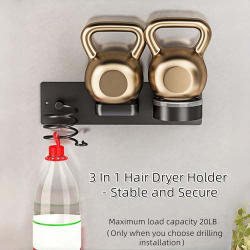 Hair Dryer Holder Wall Mounted Blow Dryer Holder Curling Iron Holder Straightener Holder 3 in 1 Bathroom Metal Hair Tool Organizer Rack (Pure White) - color: Pure White