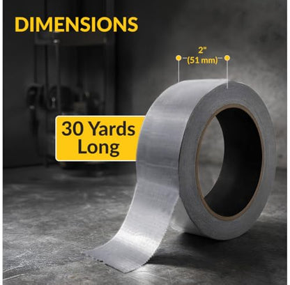 Brixwell Duct Tape Heavy Duty 2 Inch x 30 Yards Gray, Waterproof Adhesive Roll with Reinforced Cotton Mesh Backing, Professional Grade for Indoor Outdoor Repairs, Sealing, Bundling, Packaging Use - size: 2" X 30 Yards