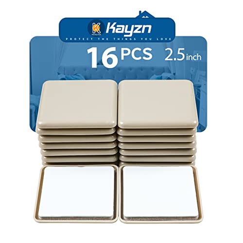 2.5 Inch Self-Stick Furniture Sliders, 16 PCS Square Furniture Sliders for Carpet, Self-Adhesive Chair Sliders, Carpet Sliders - Protect Carpet & Move Furniture Easily. - size: 2 1/2 inch (square)