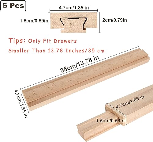 6 PCS 35cm/13.78Inch Wooden Drawer Slides Bottom Mount, Classic Traditional Wood Center Guide Track Bottom Mount with Slide Glides, Replacement Inforcement Part for Drawer - size: 13.8in-6PCS
