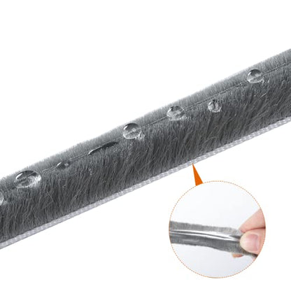 Weather Stripping Door Seal - 5m (16ft) Brush Weather Stripping,Card-Slot Seal Strip Pile Weatherstrip for Door Window (7mm x 12mm (Backing 0.276 x Brush 0.472 Inch) Gray) - size: 7 mm x 12 mm
