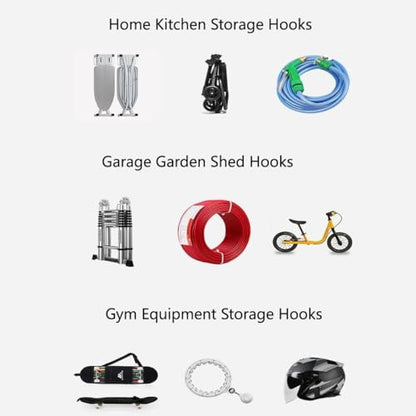 Heavy Duty Steel Garage Hooks,130 lbs Capacity,Large Metal Utility Storage Hook 2 Pack Garden Tool Organizer, Anti-Slip Wall Mount Hose Shed Shop Ladder Hanger J Hook - size: 5.7x3.0Inch