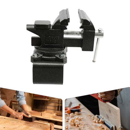 Bench Vise, 4.5"/6" Heavy Duty Cast Iron Workbench Vise with Anvil, 2-in-1 270-Degree Swivel Multipurpose Vise, Table Clamp for Woodworking Drilling, Pipe Cutting, Welding and DIY (4.5in) - size: 4.5in