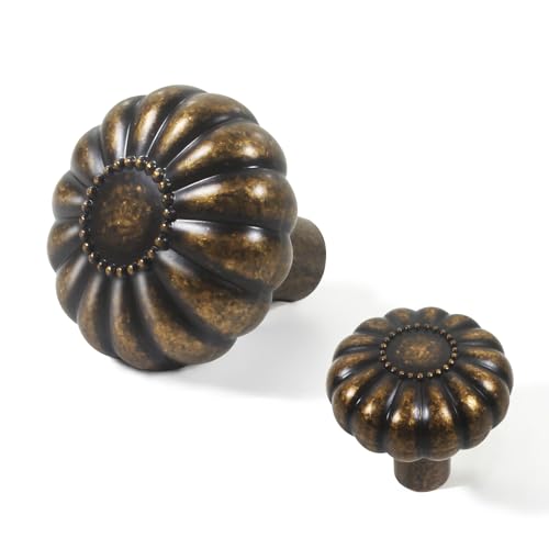 Vintage Cabinet Knobs Antique Brass Retro Old Style 4 Sets, Closet Dresser Cupboard Drawer Furniture Door Pulls Kitchen Bathroom Farmhouse Handles Unique Rustic Floral Replacement Knob for Dressers - color: Alloy Antique Brass, size: 4pack