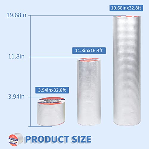 Waterproof Tape for Leaks Aluminum Butyl Tape with Adhesive for RV Repair, Glass Repairs, Air Mattress Patch, Window Caulking, Boat Sealing, Roof Patching 4in x 32.8ft - size: 4in x 32.8ft