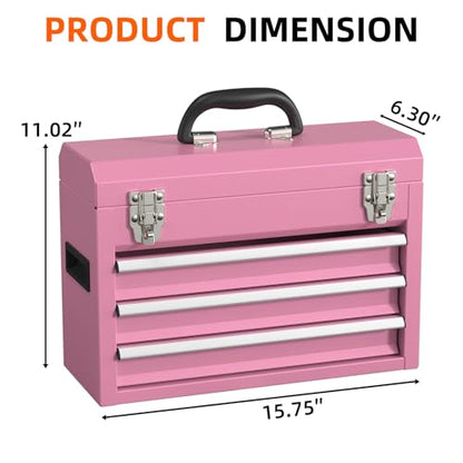 Heavy-Duty Metal Tool Chest with Drawers, Powder-Coated for Garage & Home (Pink) - color: Pink