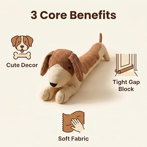 Fabric Under Door Draft Stopper Weather Stripping Sound Proof Bottom Seal Heavy Duty Reduce Noice Window Draft Stopper Decorative Cute Dog
