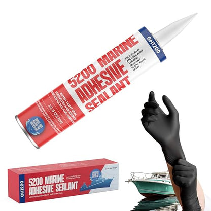 GH1200 5200 Marine Sealant White - 12.5 Oz Smoothly Dispenses Marine Adhesive with Caulk - Above & Under Water Sealant - Marine Glue Waterproof & UV Resistant - Fast Curing Permanent Seals - style: 12.5 Oz White
