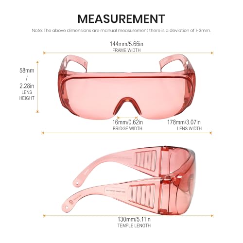 Calabria Fit Over Safety Glasses | Polarized Sunglasses Over Glasses | Wrap Around Anti-Fog | Scratch Resistant | Unisex - color: Fl-41 Pink