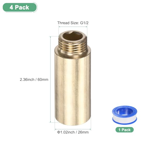 M METERXITY Shower Head Extension Arm, Brass G1/2 Male to Female Extension Pipe Fitting Adapter with PTFE Thread Seal Tape for Shower/Faucet, Pipe Plumbing Coupler 2.36"/60mm 3-Pack - size: 2.36"/60mm
