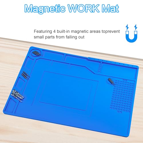 Kaisi Soldering Mat,15.35" x 10.6" Inch Heat Resistant Silicone Work Mat,Solder Pad for Soldering,Screws,Tools Repair Pad,Soldering Gun Iron Workbench Protection
