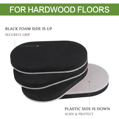 Furniture Sliders for Hardwood Floors, 8pcs 3 1/2" x 6" Heavy Furniture Sliders, Thicken Furniture Moving Pads Sliders to Protect Floors, Quickly and Easily Move Couches/Beds/Armoires