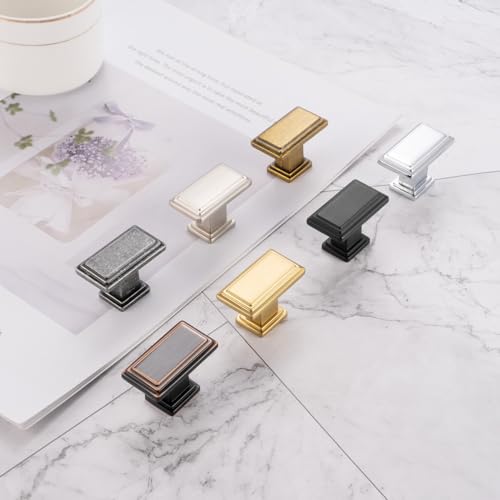 KOOFIZO 10 Pack Antique Iron Cabinet Knobs Iron Drawer Knobs K07 Rectangular Single Hole Cabinet Pulls for Cabinets Drawers Dresser Cupboard Bedroom Closet Bathroom Vanity - color: Antique Iron, size: Knob 01 - 10Pcs