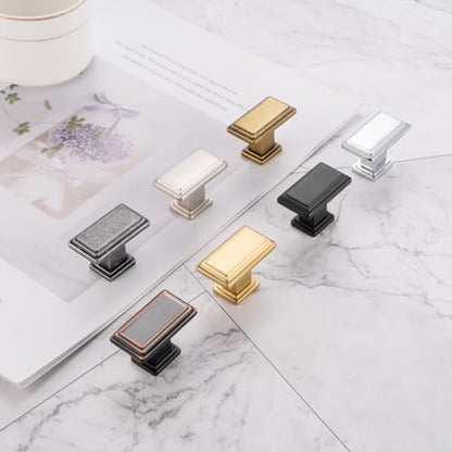 KOOFIZO 10 Pack Antique Iron Cabinet Knobs Iron Drawer Knobs K07 Rectangular Single Hole Cabinet Pulls for Cabinets Drawers Dresser Cupboard Bedroom Closet Bathroom Vanity - color: Antique Iron, size: Knob 01 - 10Pcs