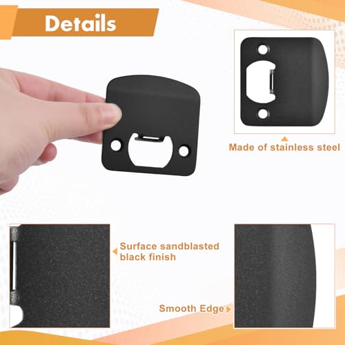 Standard Door Lock Strike Plate with Spacer Shim and Screws, Door Strike Replacement, Universal Security Striker, Exterior or Interior Repair Kits to Fix Doors Won’t Latch Close, Matte Black