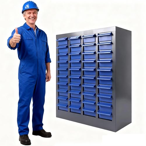 Large Parts Cabinet : 40-Drawer Nut and Bolt Organizer with ABS Drawers, Adjustable Dividers, Labels, 420-Pound Capacity for Hardware Storage (21x9x25In) - size: 40-Drawer