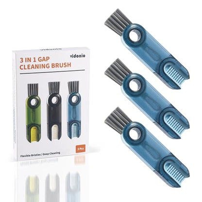 3 in 1 Cup Lid Gap Cleaning Brush Set, Multifunctional Insulation Bottle Cleaning Tools, Mutipurpose Tiny Silicone Cup Holder Cleaner, Home Kitchen Cleaning Tools (3Pcs Blue) - style: 3Pcs Blue