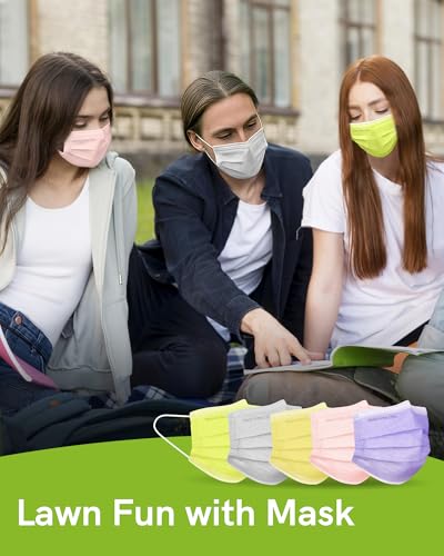 FriCARE Disposable Face Masks, 3-Ply ASTM Level 3 Medical Grade, Breathable & Comfortable for Adult Daily Work/Sun Protection, 50 Pack Neon Pixel - color: Neon Pixel