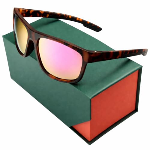 ANCHOR Floating Polarized Fishing Sunglasses for Men and Women Lightweight UV400 sport for Driving Cycling Running - color: Brown Tortoise/Pink Revo