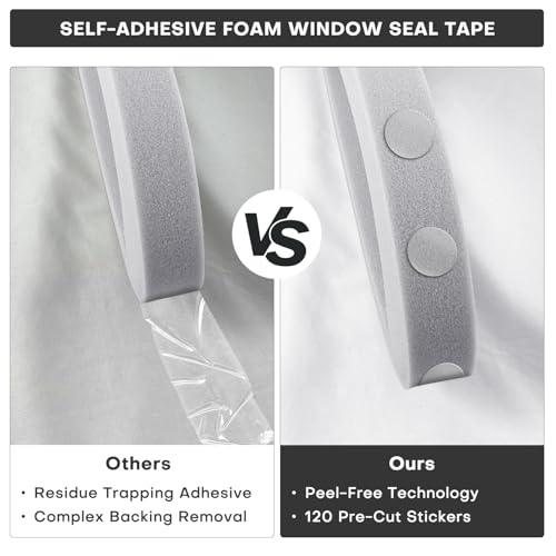 AC Window Seal Kit with Adhesive - 2Pcs Gray Foam Insulation Strips 1"x1"x6.5Ft,Air Conditioner Foam for Window Units, Energy Saving & Dustproof - size: 1''x1''x6.5ft-2pcs