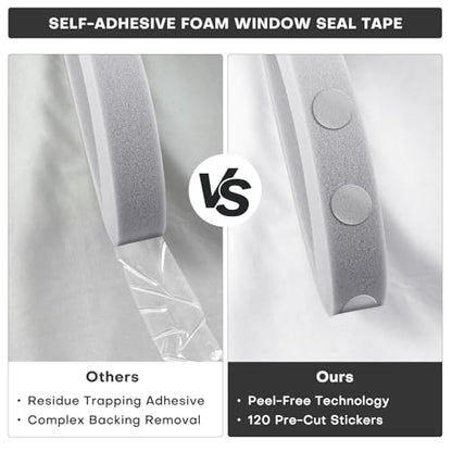 AC Window Seal Kit with Adhesive - 2Pcs Gray Foam Insulation Strips 1"x1"x6.5Ft,Air Conditioner Foam for Window Units, Energy Saving & Dustproof - size: 1''x1''x6.5ft-2pcs