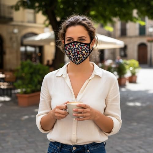 3 Pack Floral Dust Mouth Face Mask - Inner White Cotton - Dustproof Saw-Dust Washable - Reusable Comfy - Cotton Protective Breathable Soft Warm Windproof Face Protection for Man and Woman - color: 3 Pcs Mini Floral