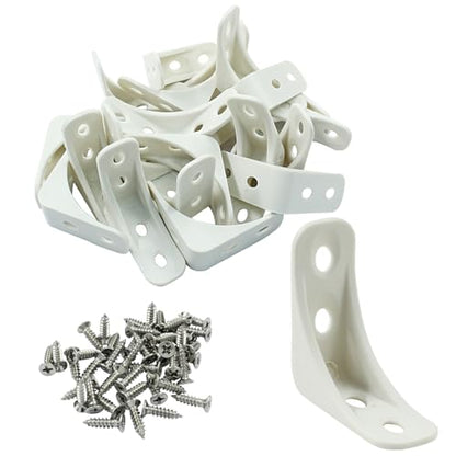 20 Pcs Plastic Corner Bracket, White Corner Brace 4 Holes L Brackets Small Plastic Shelf Brackets for Wood Shelves, Home Drawers, 1.38 x 1.38 x 0.51 inch - size: 4 Hole