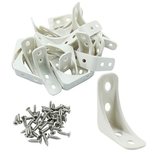 20 Pcs Plastic Corner Bracket, White Corner Brace 4 Holes L Brackets Small Plastic Shelf Brackets for Wood Shelves, Home Drawers, 1.38 x 1.38 x 0.51 inch - size: 4 Hole