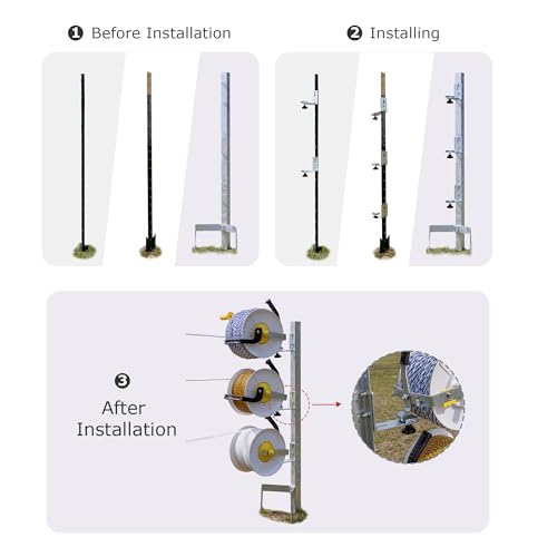 4 Pack T-Post Mounting Bracket, Electrical Wire Spool Rack, Wire Reel Holder Stud Reel Accessories, Retractable Extension Cord Reel Fixed Tool, for Hanging Wire Reels on Studs