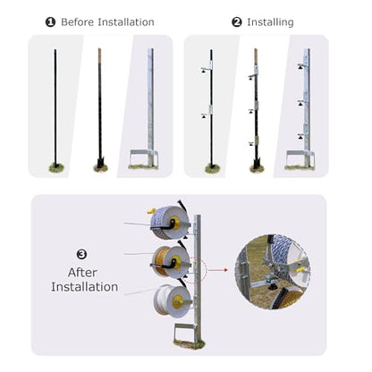 4 Pack T-Post Mounting Bracket, Electrical Wire Spool Rack, Wire Reel Holder Stud Reel Accessories, Retractable Extension Cord Reel Fixed Tool, for Hanging Wire Reels on Studs