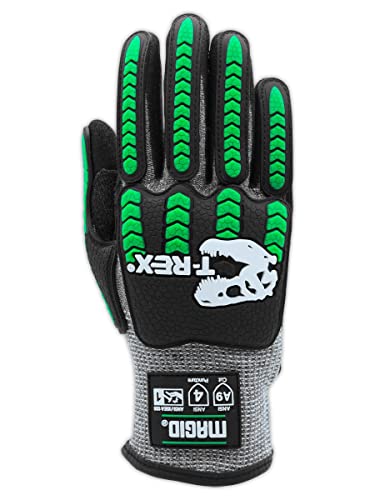 MAGID T-REX Flex Series ANSI Cut Level A9 Knit Impact Glove, 1 Pair, NitriX Palm, Size 10/XL, Black & Green, TRX795 - size: 10/XL, style: 1 Pair