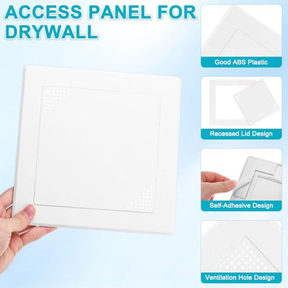 M METERXITY 1-Pack Access Panel for Drywall, 6x6 Inch Plastic Self Adhesive Wall Hole Cover Access Doors for Wiring Cable/Ceiling, Removable Plumbing Wall Panel [White, Vented Square] - color: White