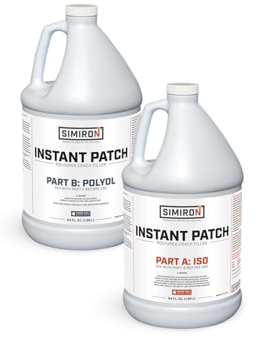 Instant Patch Polyurea Crack Filler 1 Gal Kit- 100% Solids Polyurea Crack Filler - Fast Curing, Repairs Cracks, Joints, Holes - 2X Stronger Than Concrete - 1:1 Mix Ratio