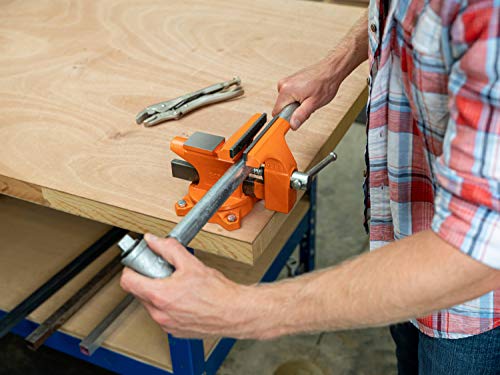 Pony Tools 24545 4-1/2in. Light Duty Bench Vise with Swivel Base, Orange