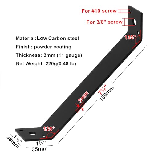 4 Pcs 7-1/8" x 1-1/2" Inside Mount 45-Degree Angle Bracket for Post Pergola Wooden Furniture - size: 7-1/8" x 1-1/2"