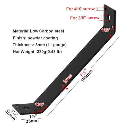 4 Pcs 7-1/8" x 1-1/2" Inside Mount 45-Degree Angle Bracket for Post Pergola Wooden Furniture - size: 7-1/8" x 1-1/2"