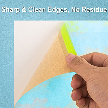 Tangibay Pre-Taped Masking Paper for Painting - 12 inch x 50 feet Tape and Drape Painters Paper, Paint Adhesive Protective Paper Roll for Covering Skirting, Frames, Cars and Auto Body (12 Rolls) - size: 12 Rolls: 12"