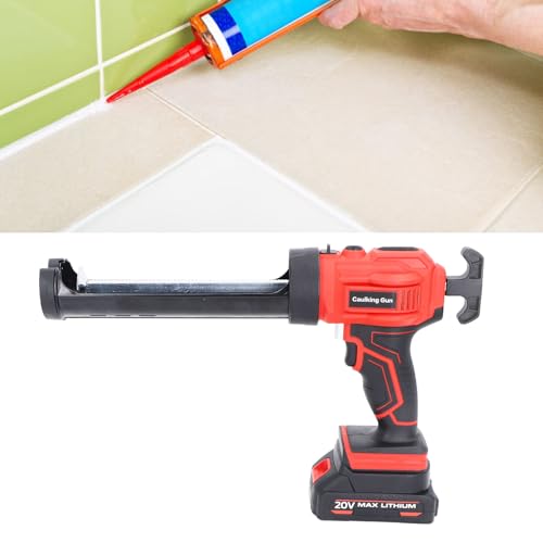 Cordless Caulking Gun, Electric Caulk Gun Battery Operated Caulk Gun with LED Light 10OZ Sealant Cartridges Adjustable Speeds Adhesive Gun Kit for Bathroom Balcony Doors