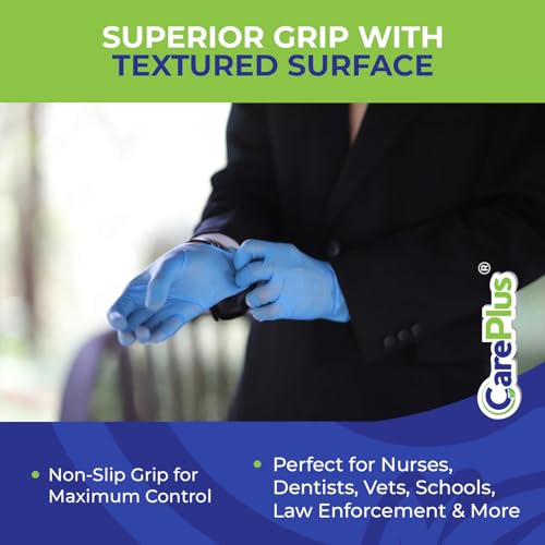 CARE PLUS Nitrile Gloves for Medical Use - Powder & Latex-Free - Black/Blue - S, M, L, XL - 100, 200, 1000 - color: Blue, size: X-Large