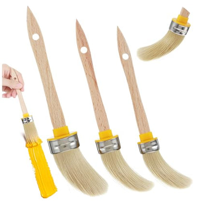 3 Packs Trim Paint Brush for Walls, Round Paint Brushes for Touch up House Wall Edges, Detail Areas Small Repairs Art, Sash, Baseboards and Corners