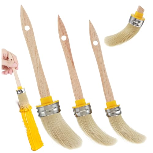 3 Packs Trim Paint Brush for Walls, Round Paint Brushes for Touch up House Wall Edges, Detail Areas Small Repairs Art, Sash, Baseboards and Corners