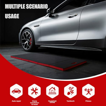 Foldable Mechanic Mat, 46.46''x19.29'' Extra Large Heavy Duty Cushion Pad, Waterproof Mechanics Pad for Ground, Garage, Gardening, Knees Protection, EVA Mechanic Mat for Working Under Car