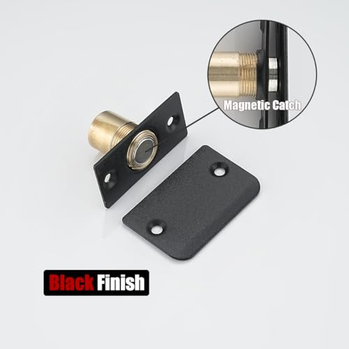 JQK Closet Magnetic Door Ball Catch Hardware, 430 Stainless Steel Catch Adjustable with Strike Plate, Black Finish 8 Pack, HBC120-BK-P8 - color: Black, size: Magnetic 8 Pack